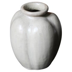 Arne Bang, Fluted Vase, Grey Glazed Stoneware, Denmark, 1940s