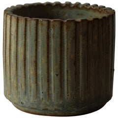 Arne Bang for Royal Copenhagen, Ribbed "Model 128" Ceramic Stoneware Bowl, 1940s