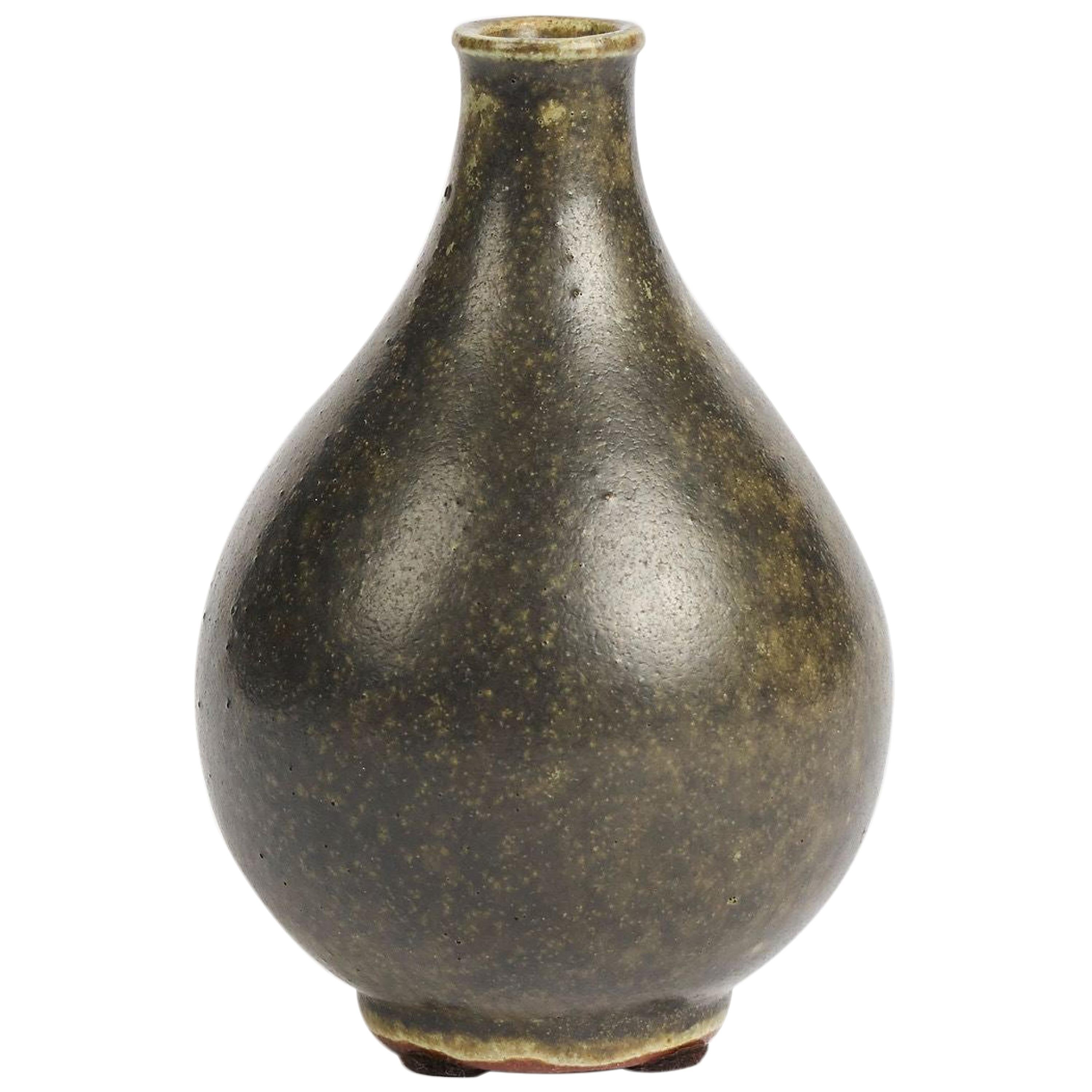 Arne Bang, Green and Grey Glazed Ceramic Vase, Denmark, 1930s
