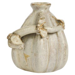 Arne Bang, Grey and Beige Glazed Ceramic Vase, Denmark, 1930s