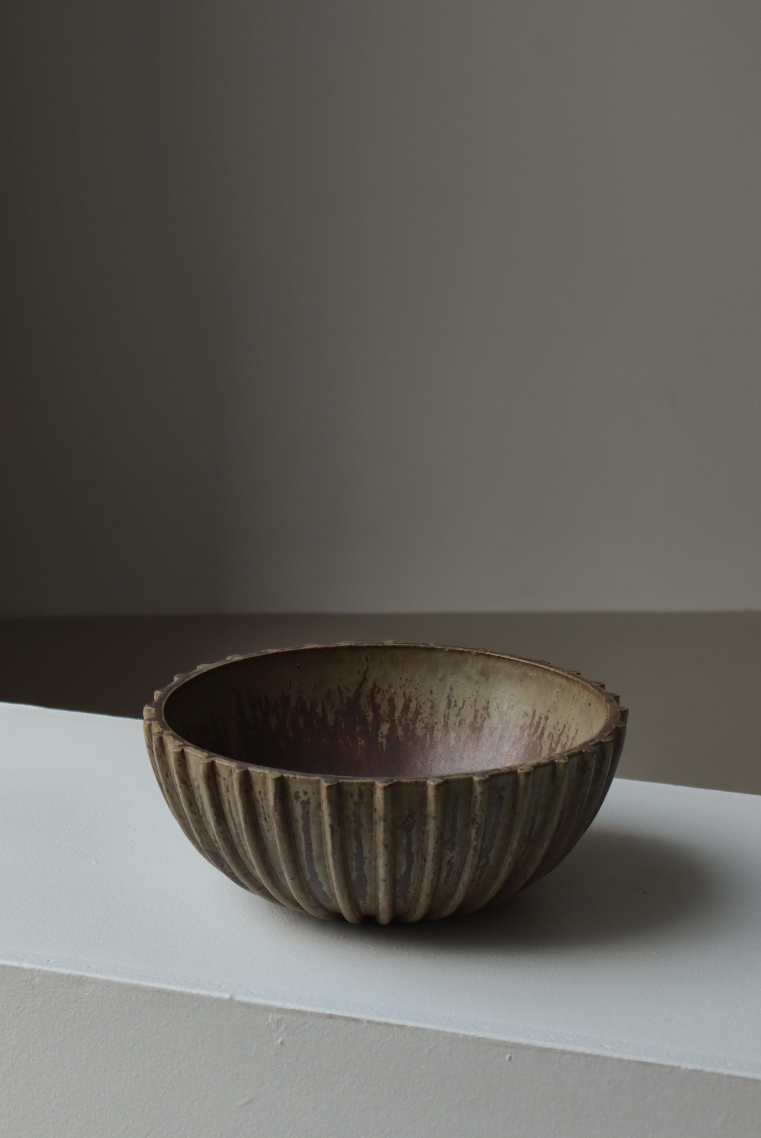 Arne Bang Large Art Deco Stoneware Bowl no. 189, Own Studio, 1930s, Denmark For Sale 6
