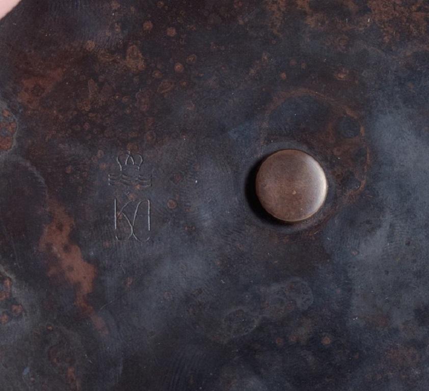 Arne Bang, Large Ceramic Vase in Grooved Design with Matching Bronze Lid 3