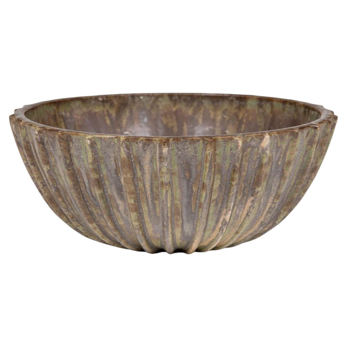 Arne Bang - Large Ribbed Stoneware Bowl, Denmark