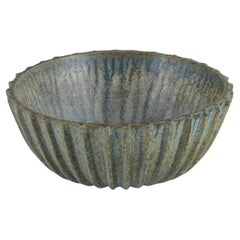 Arne Bang, Large Stoneware Table Bowl with Fluted Body, 1930s/1940s