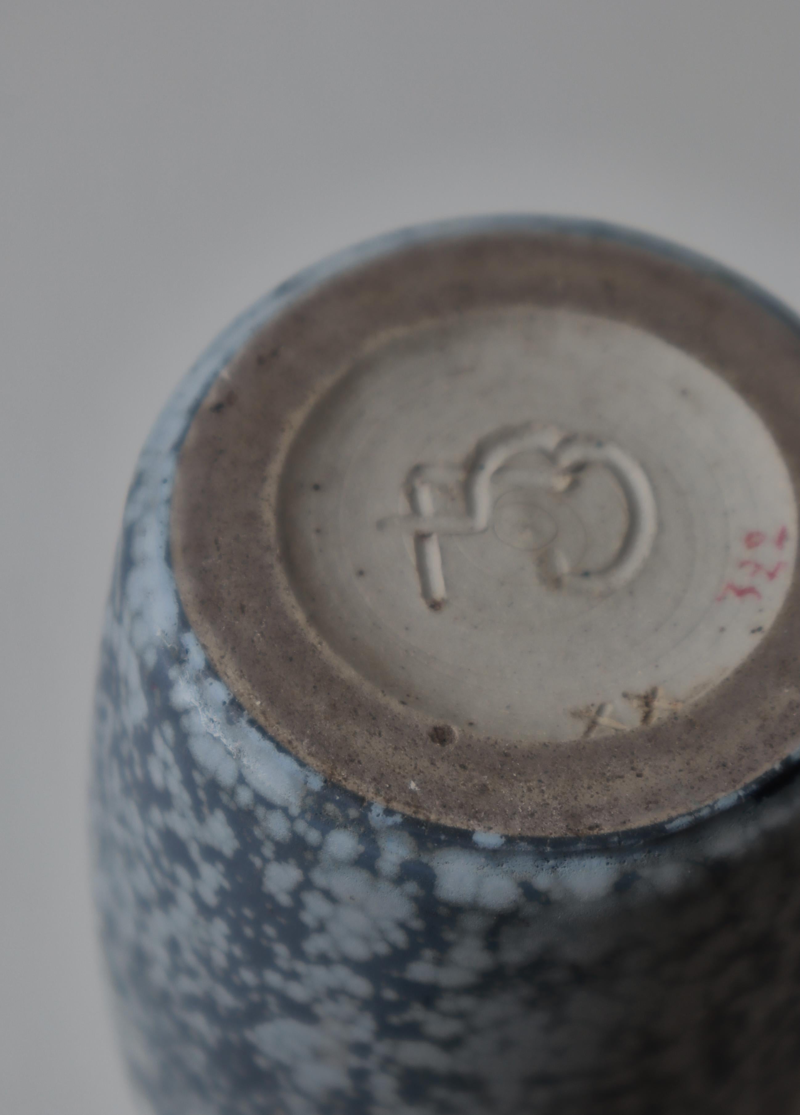 Vase Art déco en grès moucheté bleu clair Arne Bang, années 1930 en vente 2