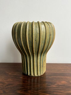 Vase côtelé en forme de champignon Arne Bang, propre studio, Danemark, années 1930