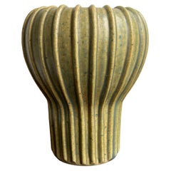 Arne Bang Mushroom Shaped Ribbed Vase, Own Studio, Denmark, 1930’s