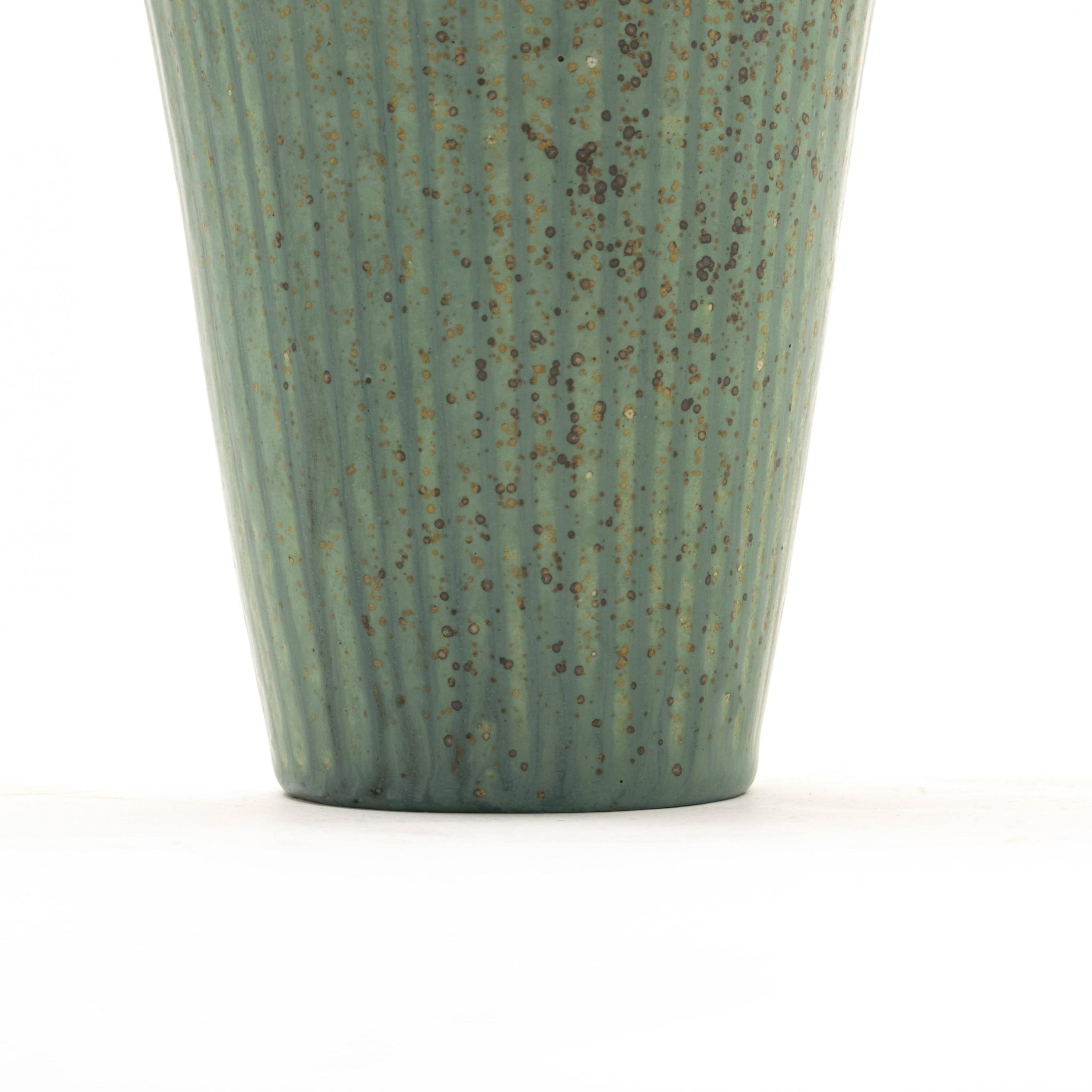 Danish Arne Bang, Ribbed Stoneware Vase No. 116. Signed For Sale