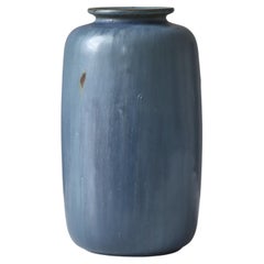 Arne Bang Scandinavian Modern Large Blue Stoneware Vase Model 27, 1930s
