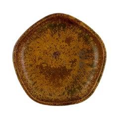 Arne Bang, Small Bowl / Dish in Glazed Ceramics, Beautiful Glaze in Earth Tones