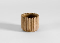 Arne Bang, Small Cylindrical Vase with Ribbed Sides, Denmark, 1930s