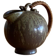 Vintage Arne Bang, Small Sculptural tea pot, Glazed Stoneware, Denmark, 1940s