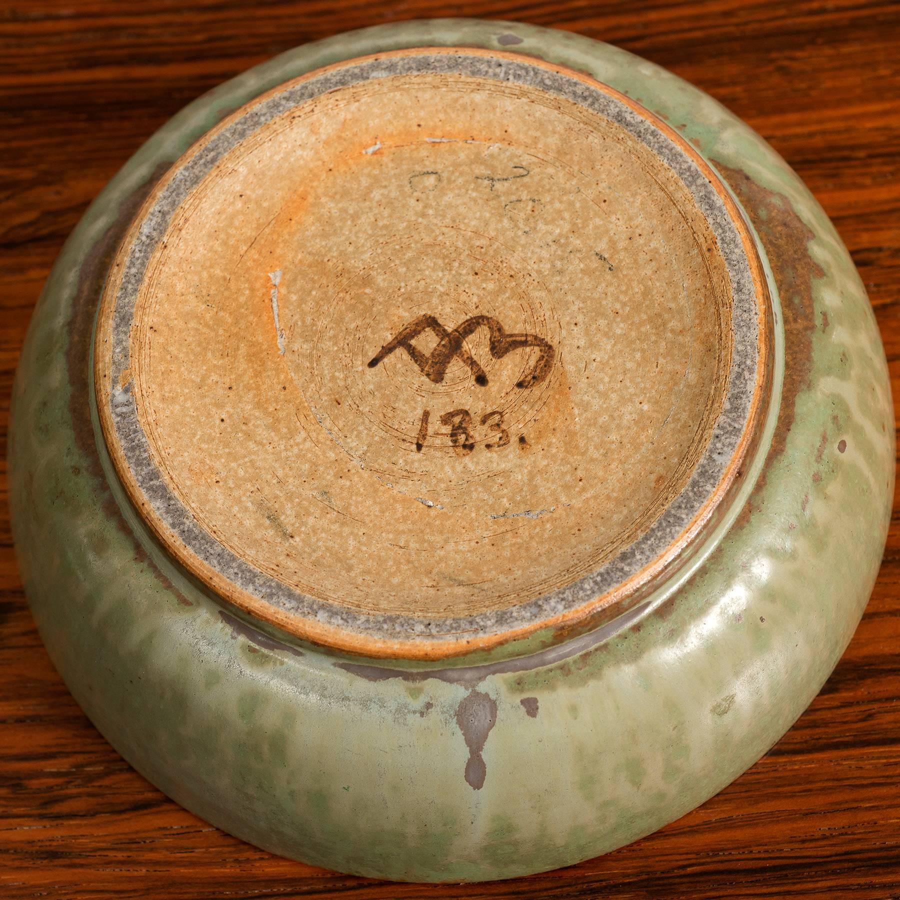 Arne Bang Stoneware Bowl with Bronze Lid, 1940s In Excellent Condition In Sylacauga, AL