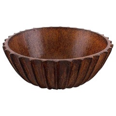 Arne Bang, Stoneware Bowl with Fluted Corpus, 1930s