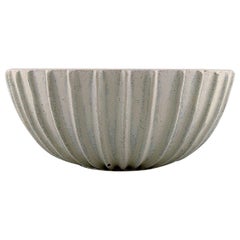 Arne Bang, Stoneware Bowl with Fluted Corpus, 1930s