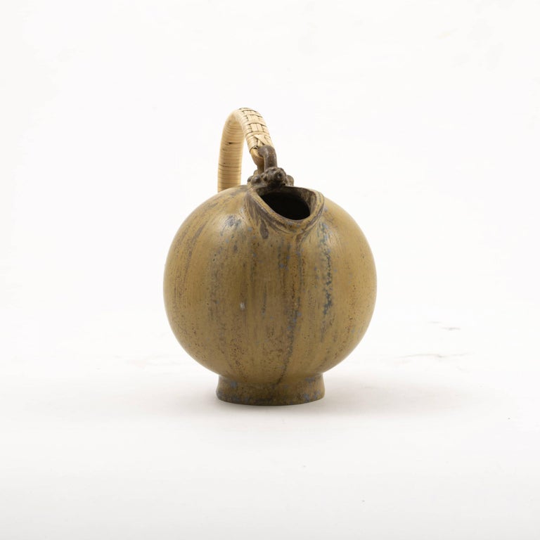 Arne Bang Stoneware Pitcher with Wicker Handel, No 151 For Sale at 1stDibs