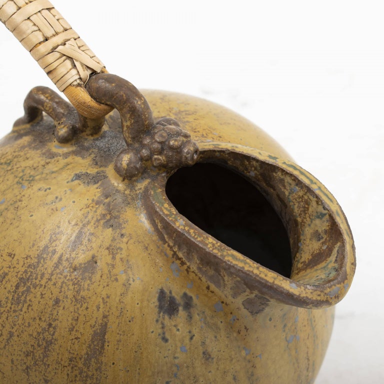 Arne Bang Stoneware Pitcher with Wicker Handel, No 151 For Sale at 1stDibs