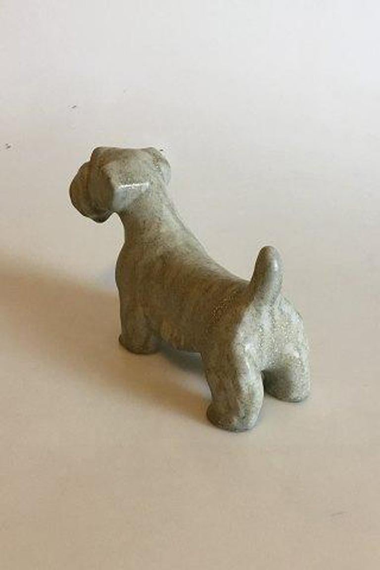 Arne Bang Stoneware Standing Scottish Dog No 210 In Good Condition For Sale In Copenhagen, DK