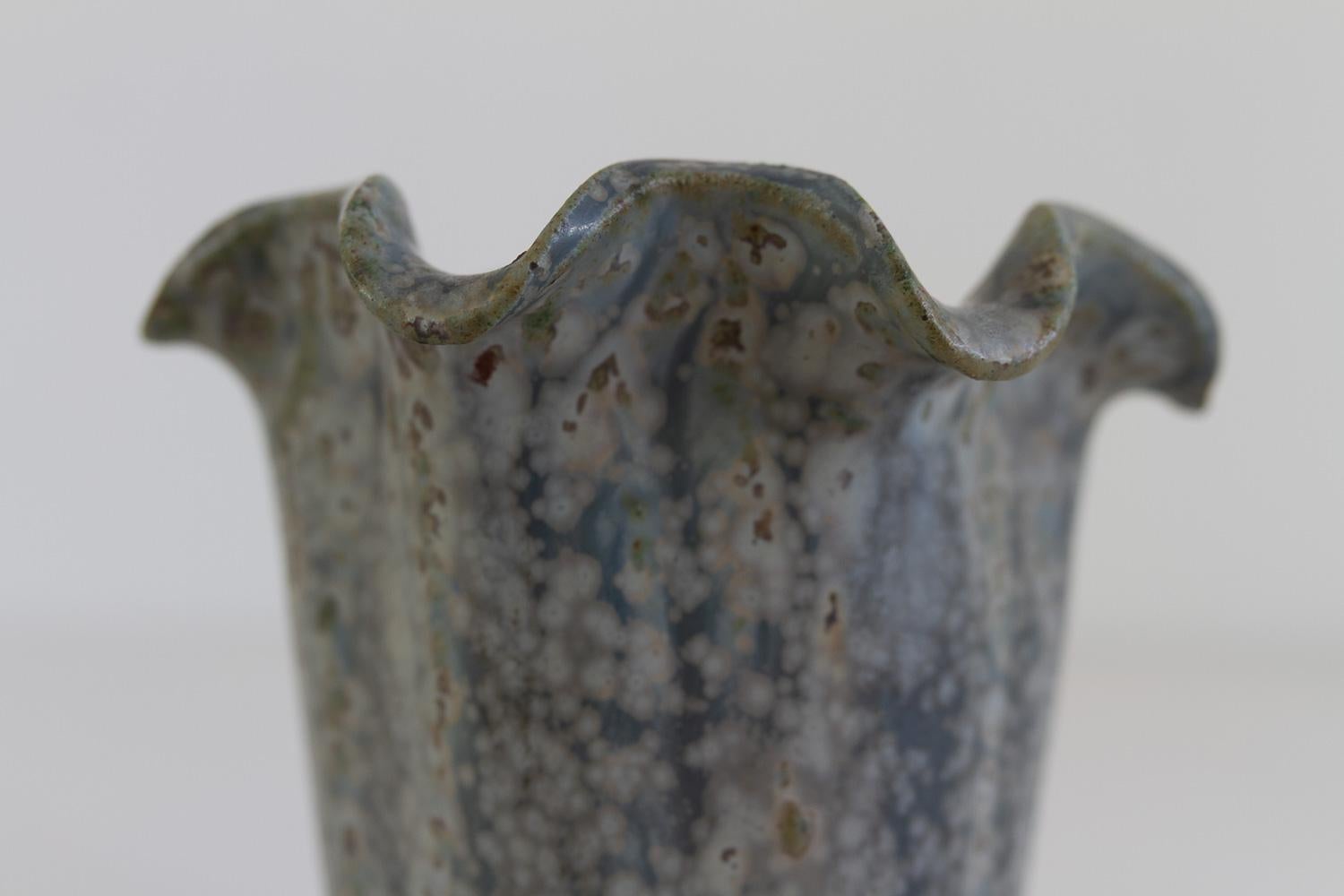 Vase en grès à glaçure bleue et verte d'Arne Bang, Danemark, années 1940. en vente 3