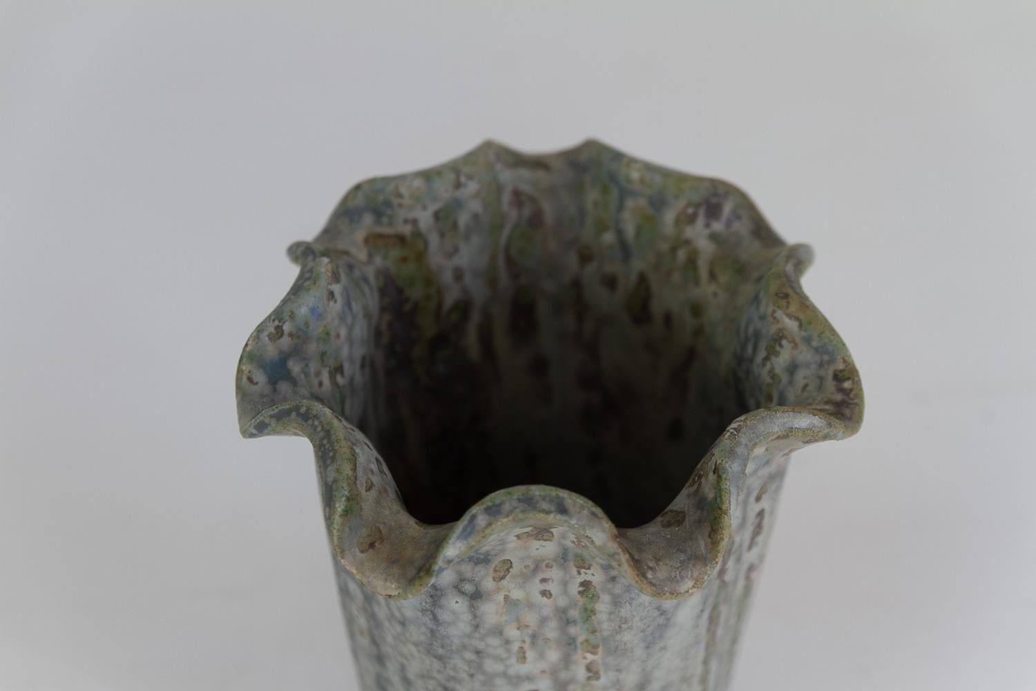 Vase en grès à glaçure bleue et verte d'Arne Bang, Danemark, années 1940. en vente 5