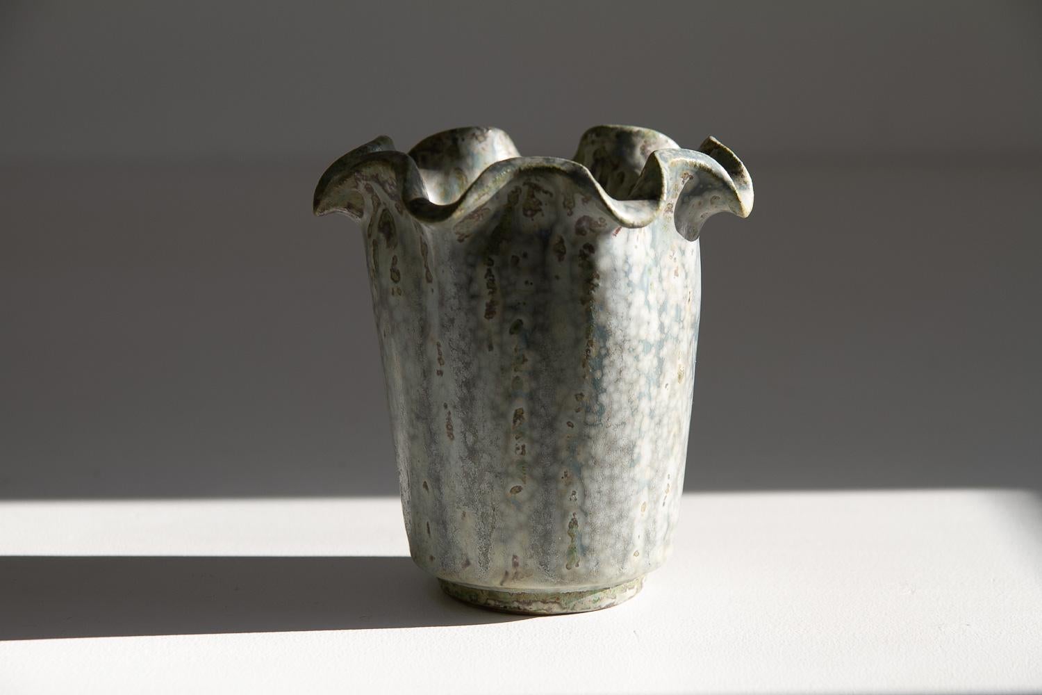 Vase en grès à glaçure bleue et verte d'Arne Bang, Danemark, années 1940. en vente 7