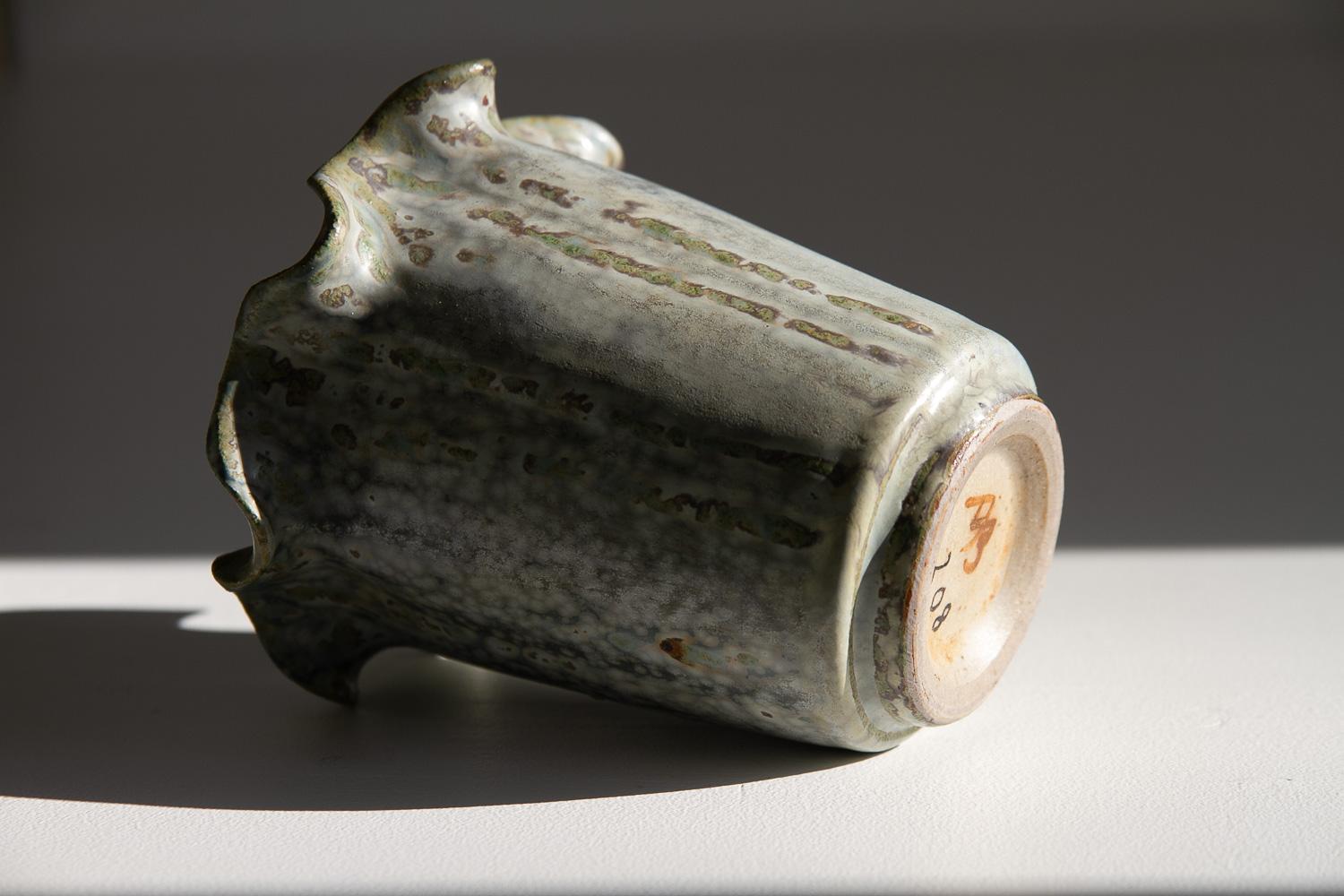 Vase en grès à glaçure bleue et verte d'Arne Bang, Danemark, années 1940. en vente 9