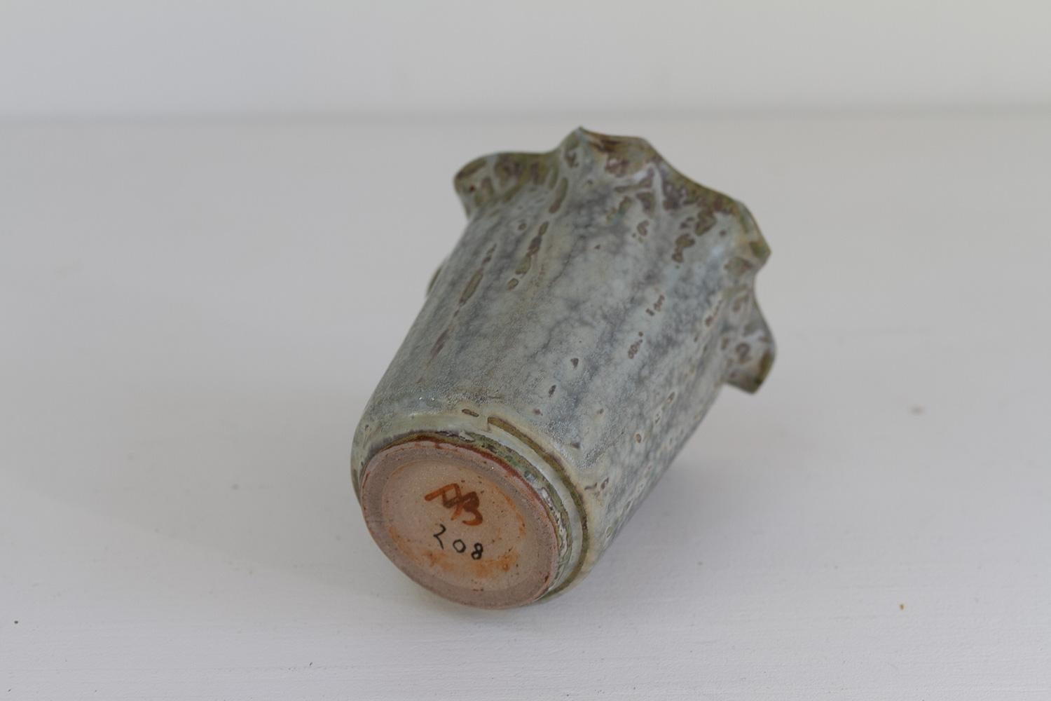 Danois Vase en grès à glaçure bleue et verte d'Arne Bang, Danemark, années 1940. en vente