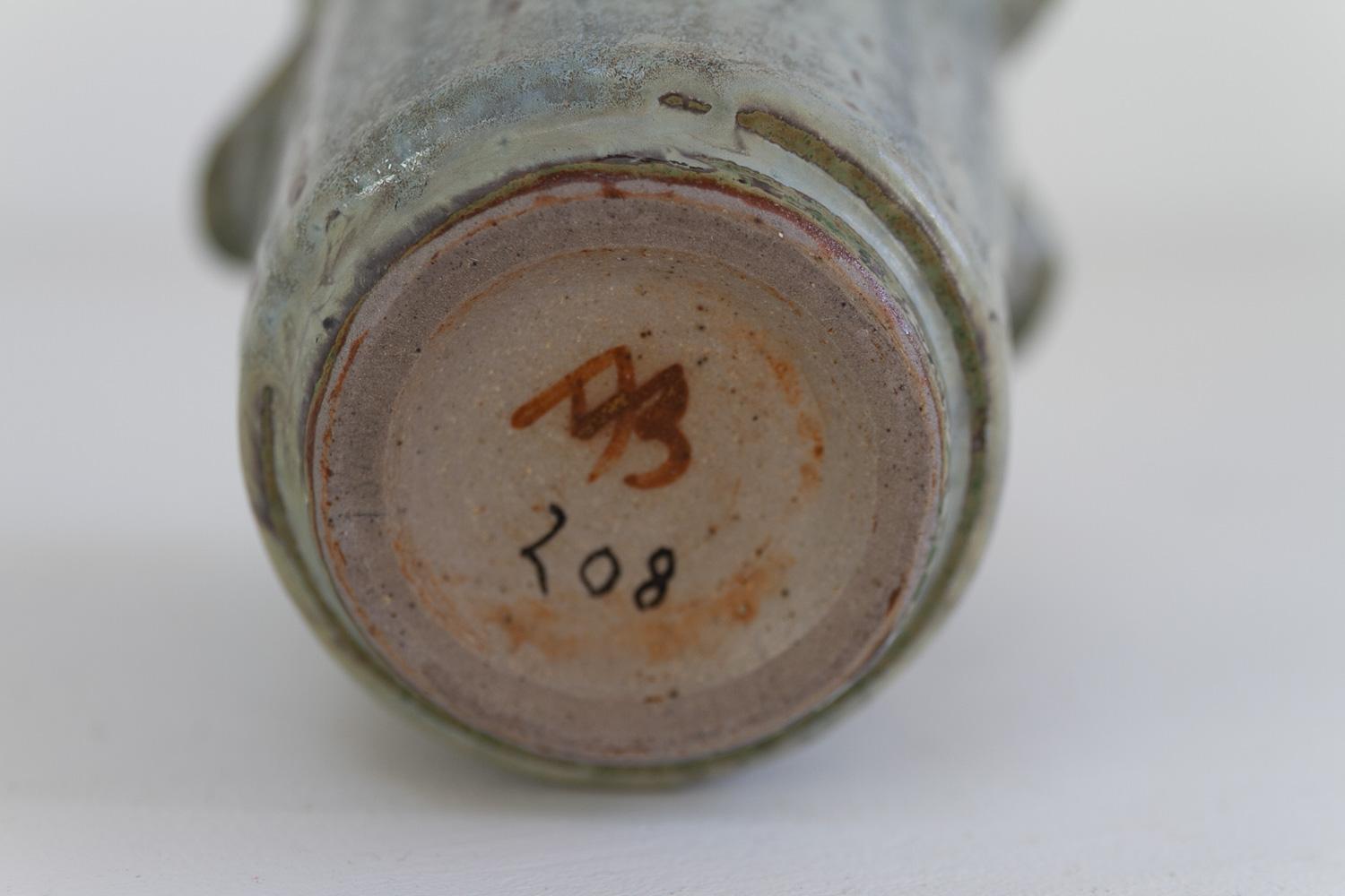 Vase en grès à glaçure bleue et verte d'Arne Bang, Danemark, années 1940. Bon état - En vente à Asaa, DK