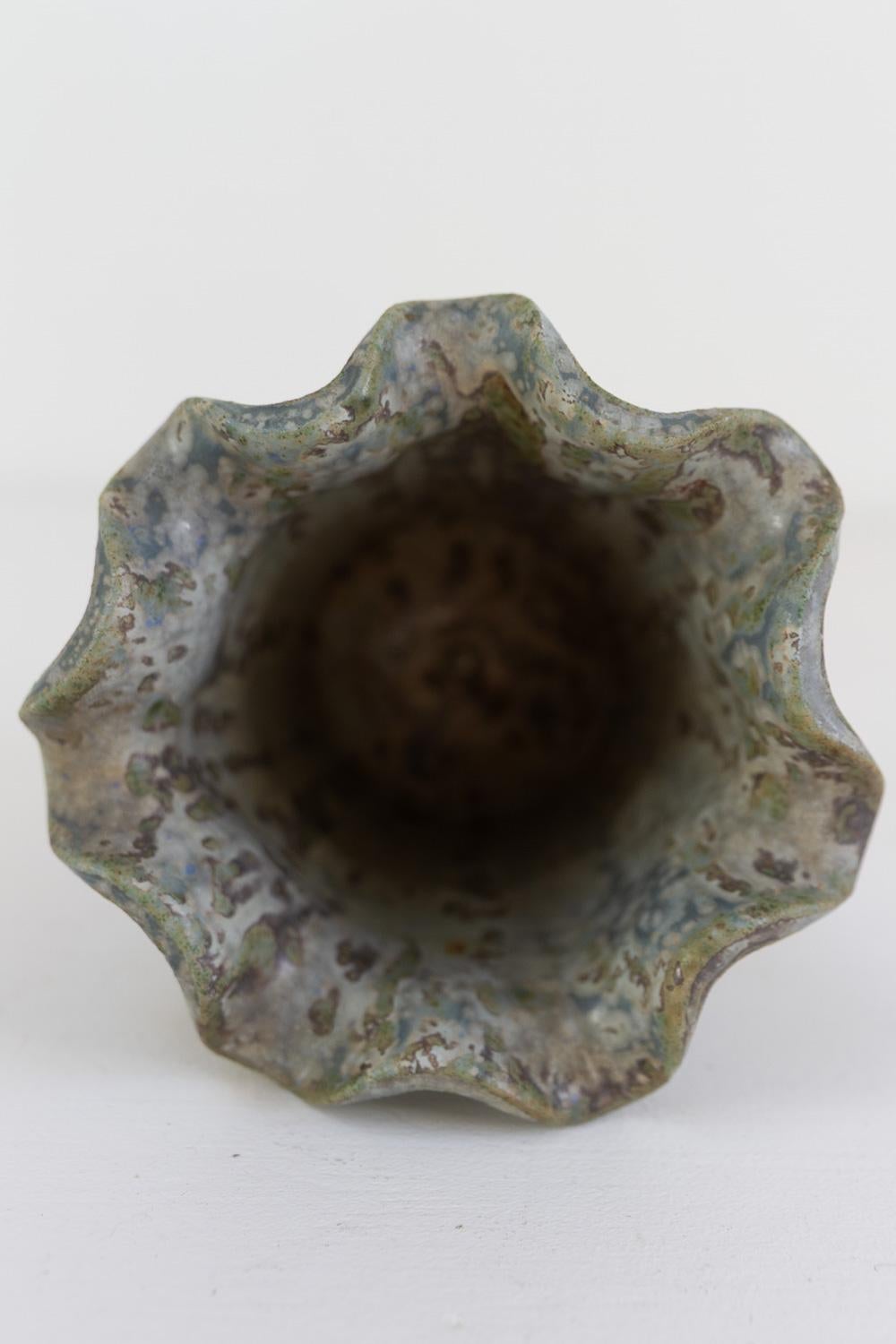 Vase en grès à glaçure bleue et verte d'Arne Bang, Danemark, années 1940. en vente 1