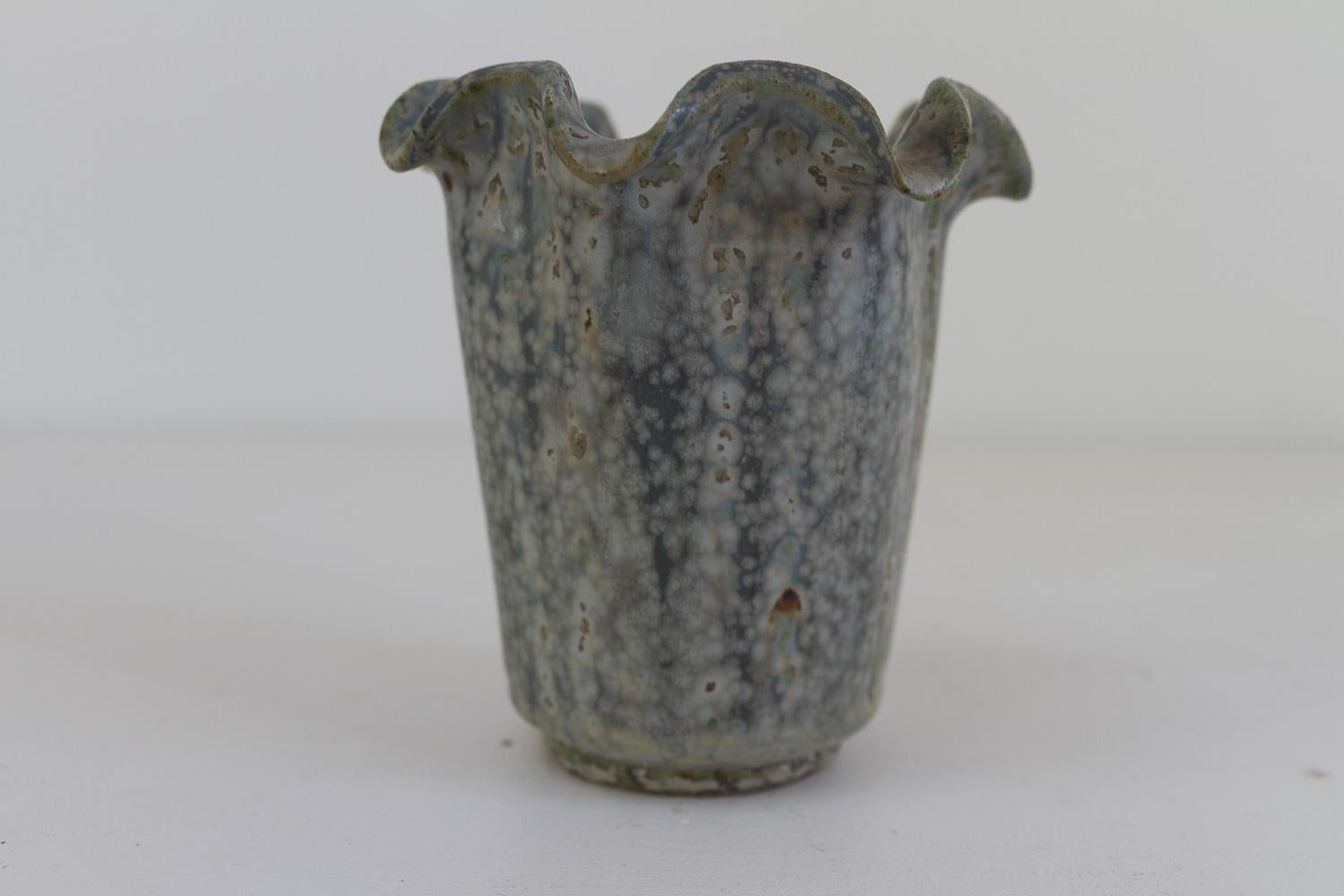 Vase en grès à glaçure bleue et verte d'Arne Bang, Danemark, années 1940. en vente 2