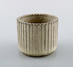 Arne Bang, Stoneware Vase with Fluted Corpus Decorated with Sand Colored Glaze