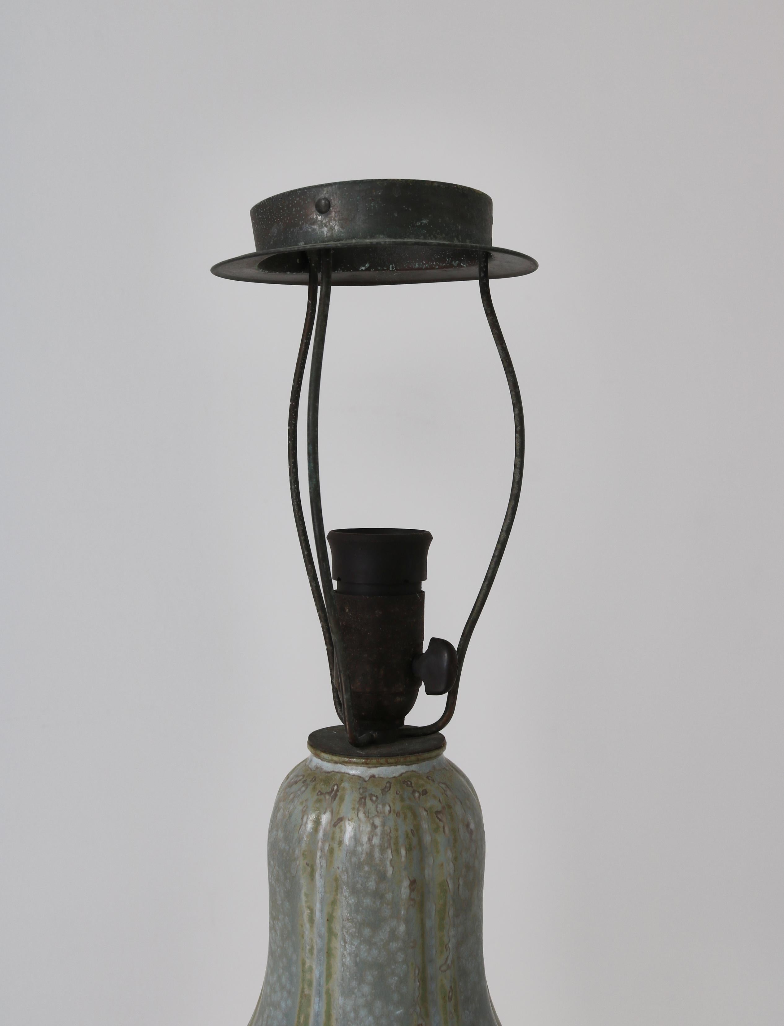 Arne Bang Table Lamp in Stoneware Handmade Own Studio, Denmark, 1930s For Sale 5
