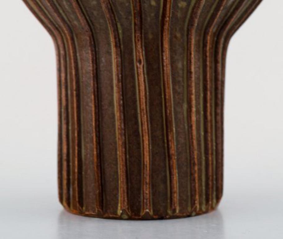 Danish Arne Bang, Trumpet-Shaped Vase of Stoneware, Modelled in Fluted Style