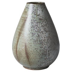 Arne Bang Unique Large Drop Shaped Stoneware Vase Speckled Glazing, 1930s
