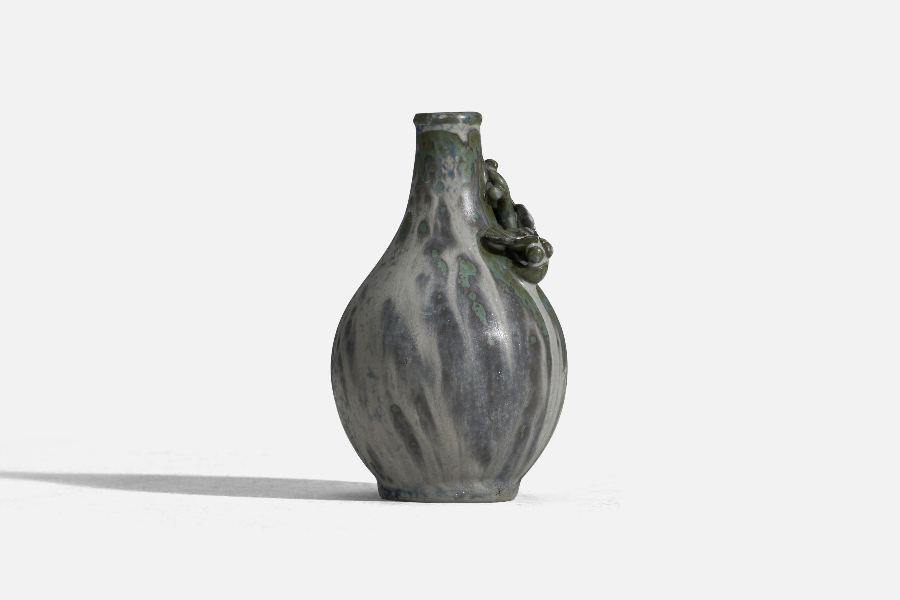 Danish Arne Bang, Vase, Grey and Green Glazed Stoneware, Denmark, 1940s For Sale