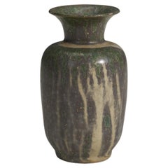 Arne Bang, Vase, Grey and Green Glazed Stoneware, Denmark, 1940s