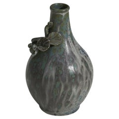 Vintage Arne Bang, Vase, Grey and Green Glazed Stoneware, Denmark, 1940s