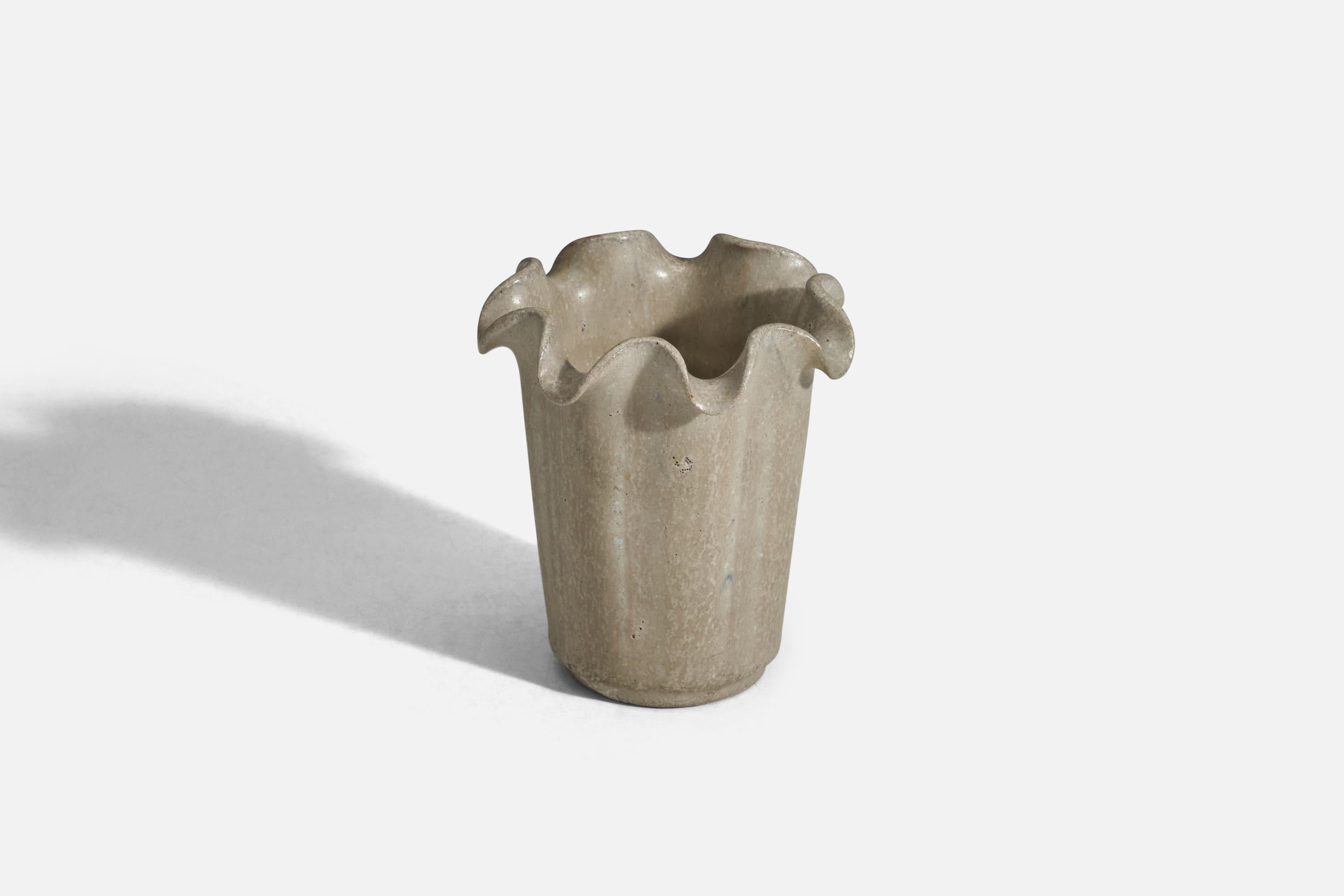 Danish Arne Bang, Vase, Grey Glazed Stoneware, Denmark, 1940s