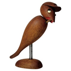 Arne Basse: Korkenzieher und Flaschenöffner in Form eines rauchenden Vogels, Teakholz, Dänemark, 1950er Jahre