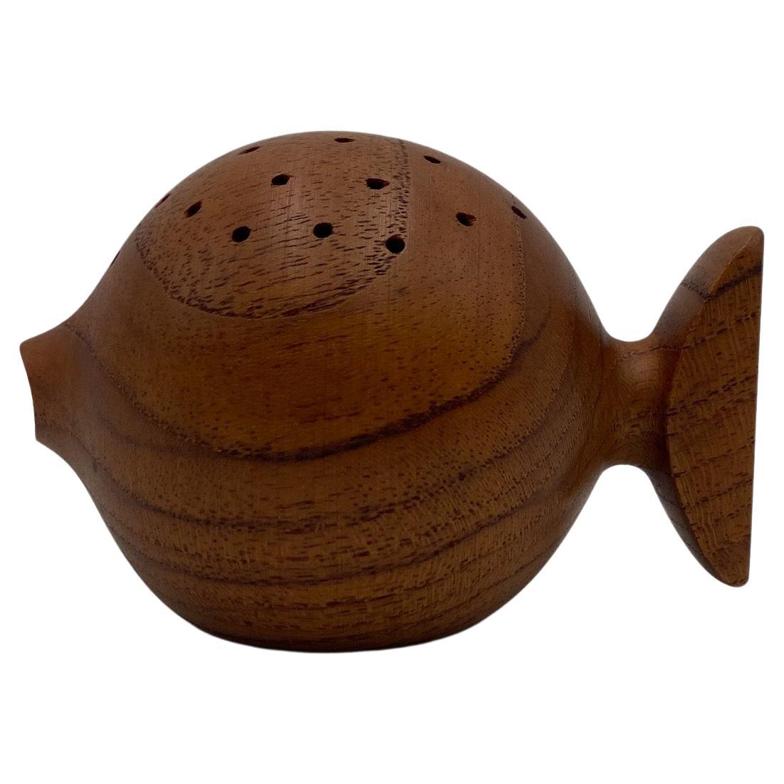 Arne Basse Teak Puffer Fish Toothpick Holder, Denmark, 1960's 