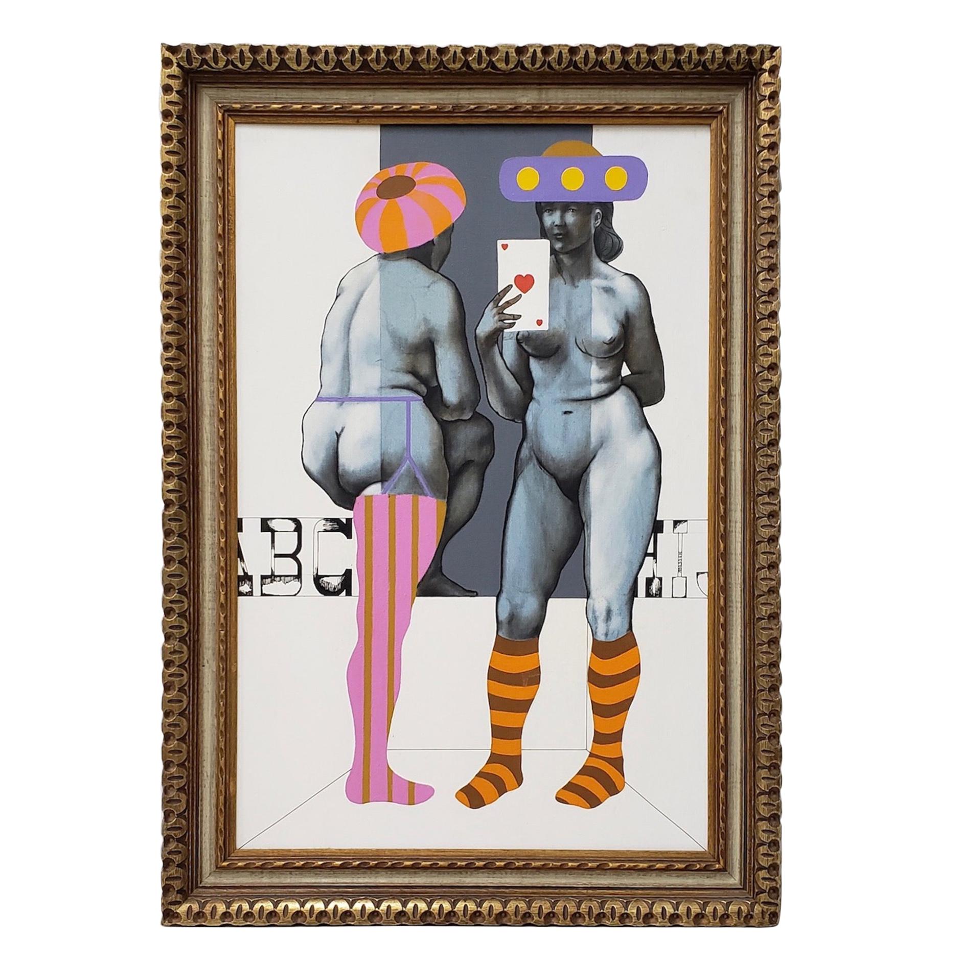 Arne Besser ‘American, b.1935’ "Two Hearts" Original Oil Painting, circa 1970 For Sale
