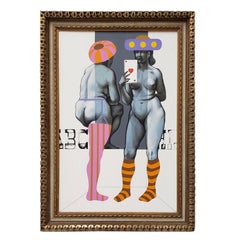 Arne Besser 'Américain, né en 1935' 'Two Hearts' Peinture à l'huile originale, vers 1970