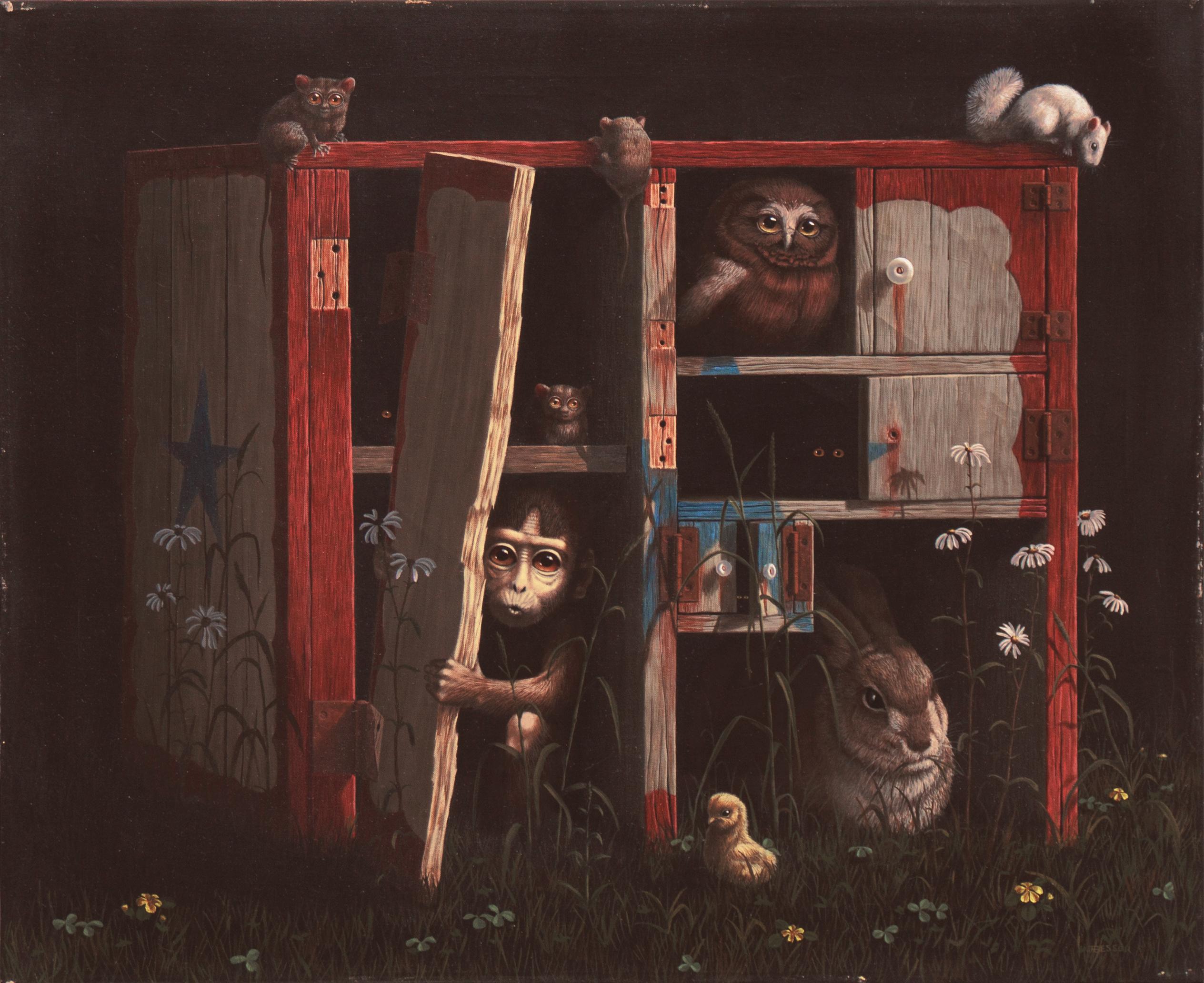 Arne Besser Animal Painting – „Ein interessantes Objekt“, Manhattan, Smithsonian, Hard-Edge-Fotorealismus, Öl