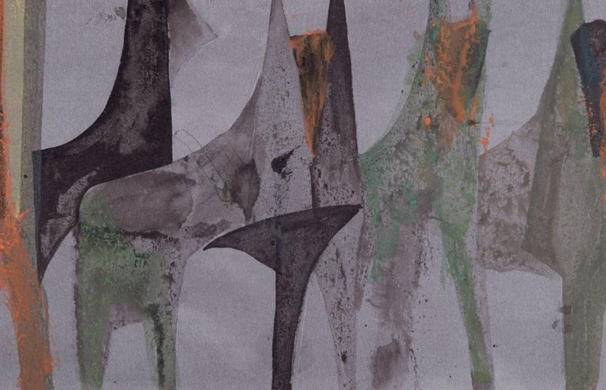 Arne Brandtman, schwedischer Künstler. Farbdruck auf Papier. Abstrakte Zusammensetzung. (Schwedisch) im Angebot