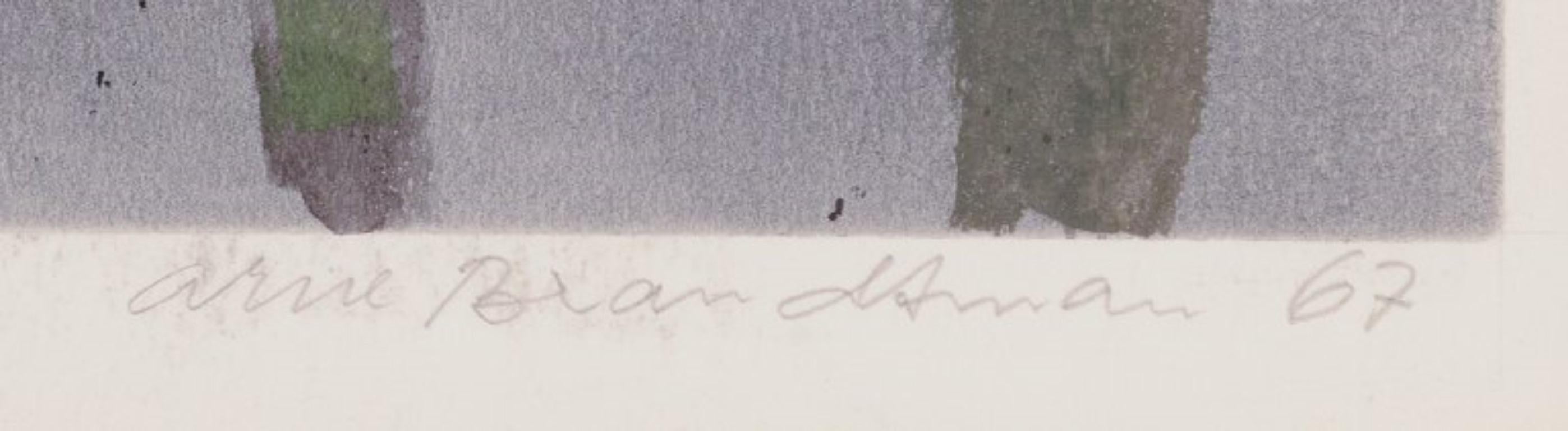 Arne Brandtman, schwedischer Künstler. Farbdruck auf Papier. Abstrakte Zusammensetzung. im Zustand „Hervorragend“ im Angebot in Copenhagen, DK