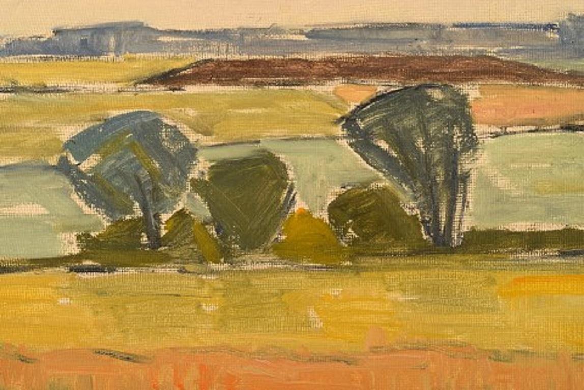 Arne Brodin (1912-1997). Swedish painter. Oil on canvas. Modernist landscape, 1960s.
Signed.
In very good condition.
Measures: 46 x 33 cm.