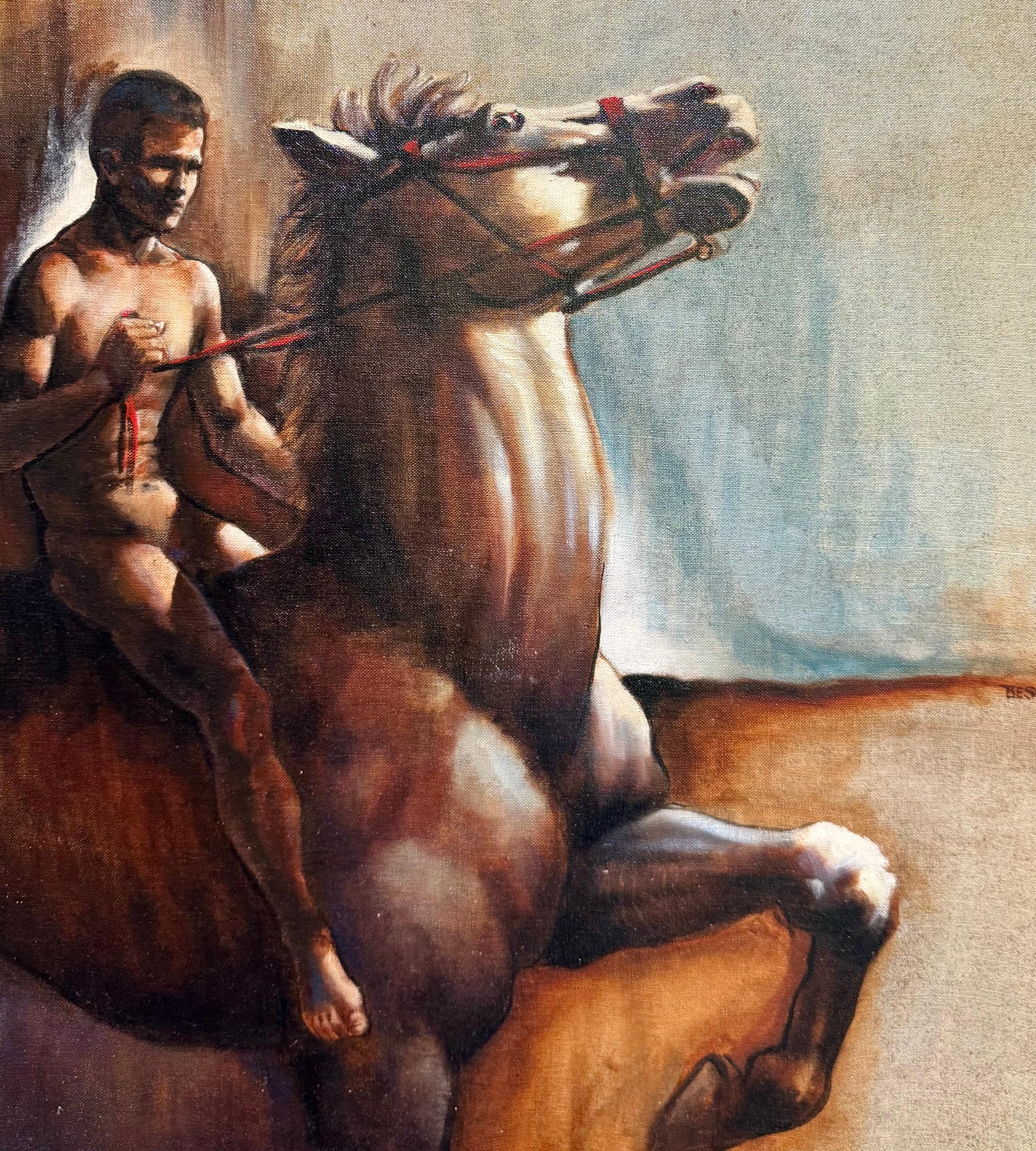 Arne Charles BESSER 1970s Realista Americano Interesse Gay Nudo Maschile - Painting Realismo americano di Arne Charles Besser