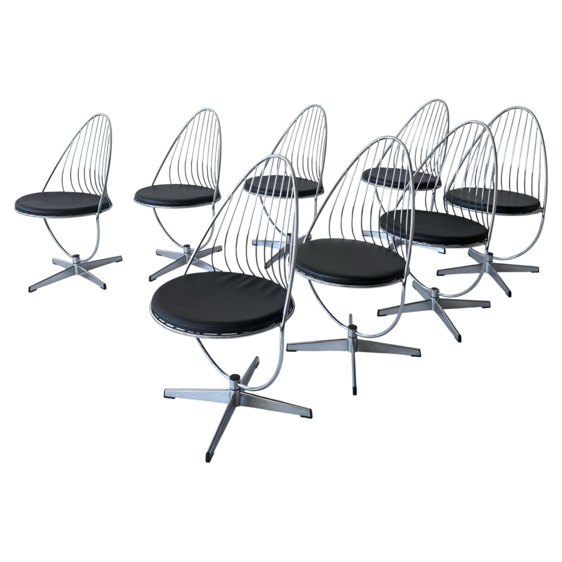 Arne Dahlén chrome swivel dining chair (Sweden, 1960s)