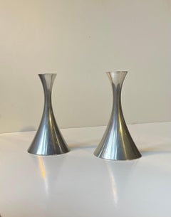 Arne Eskers Zinn-Kerzenhalter für Just Andersen, 1950er Jahre, 2er-Set