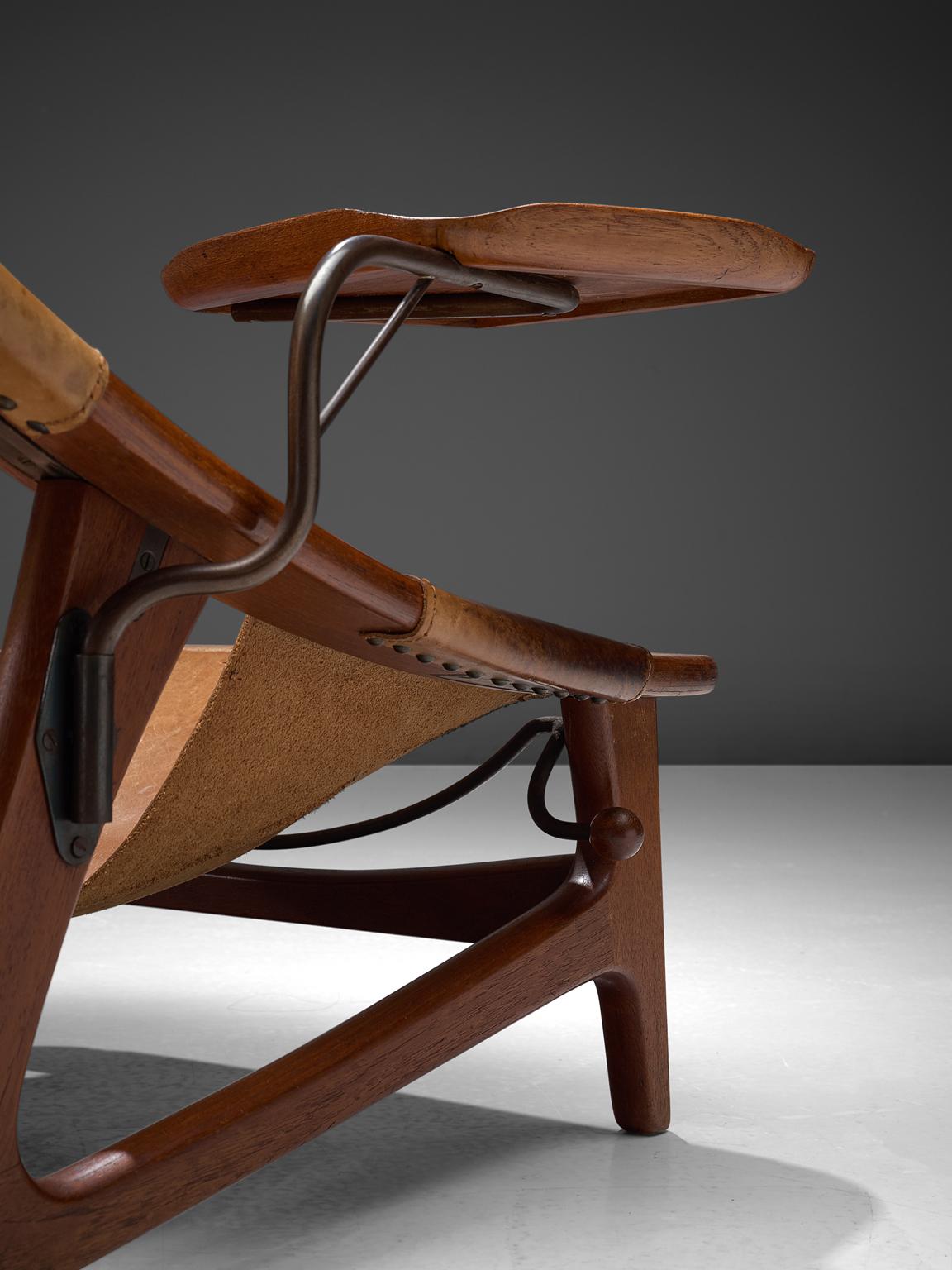 Mid-20th Century Arne F. Tidemand Ruud Rare Pair of Cognac Leather 'Holmenkollen' Lounge Chairs
